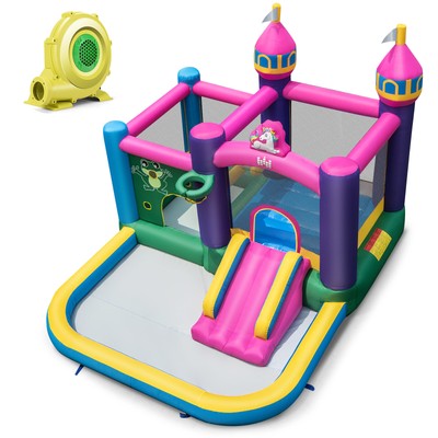 Topbuy Giant Inflatable Kids Water Slide w/ Splash Pool Portable Slide Jumping