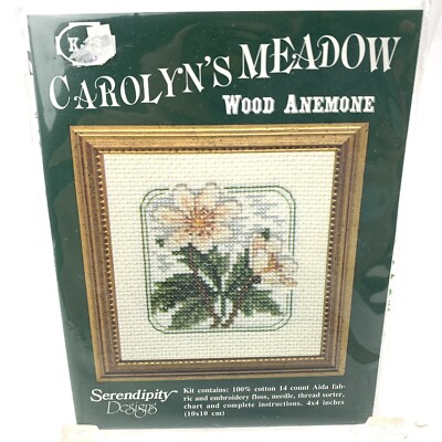 Carolyns Meadow Serendipity Designs Counted Cross Stitch Kit Wood Anemone New
