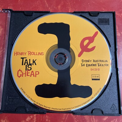 Talk Is Cheap, Vol. 1 by Henry Rollins CD, 2004, Disc 1 Only, Missing Case/Inlay
