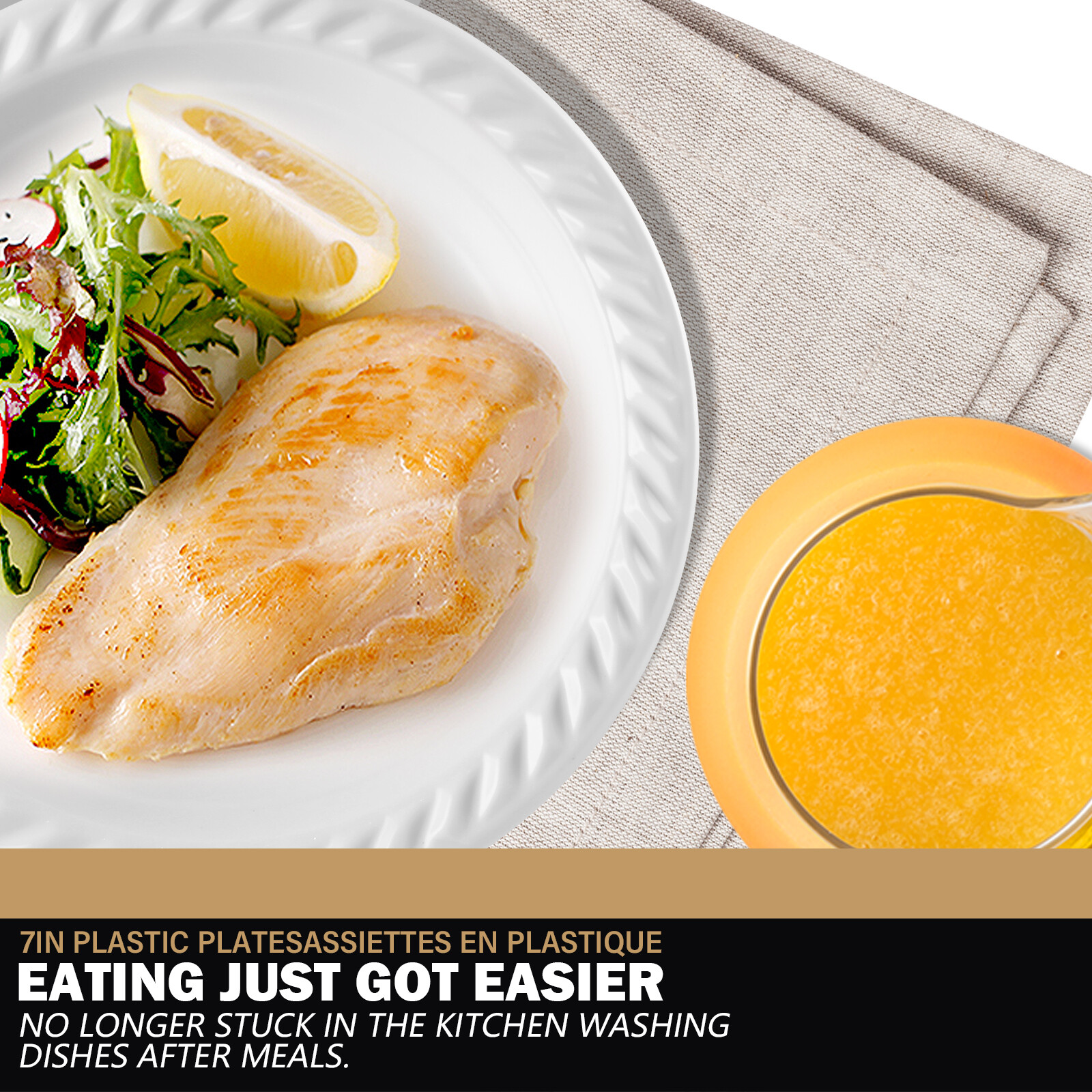 Disposable White Plastic Plates 7" 9" 10"Party Dinner Plates Heavy Duty BPA-Free