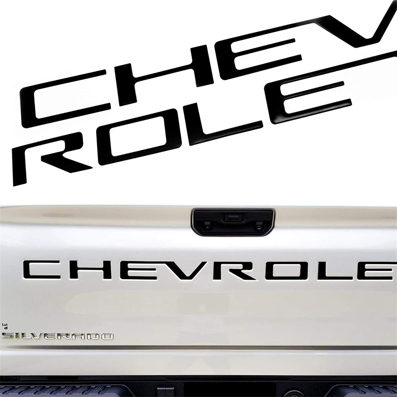 Black Raised Decal for 2019-2024 Silverado Model Tailgate Insert Letters Emblem