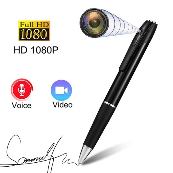 HD 1080P camera spy pen with audio and video recording capabilities.