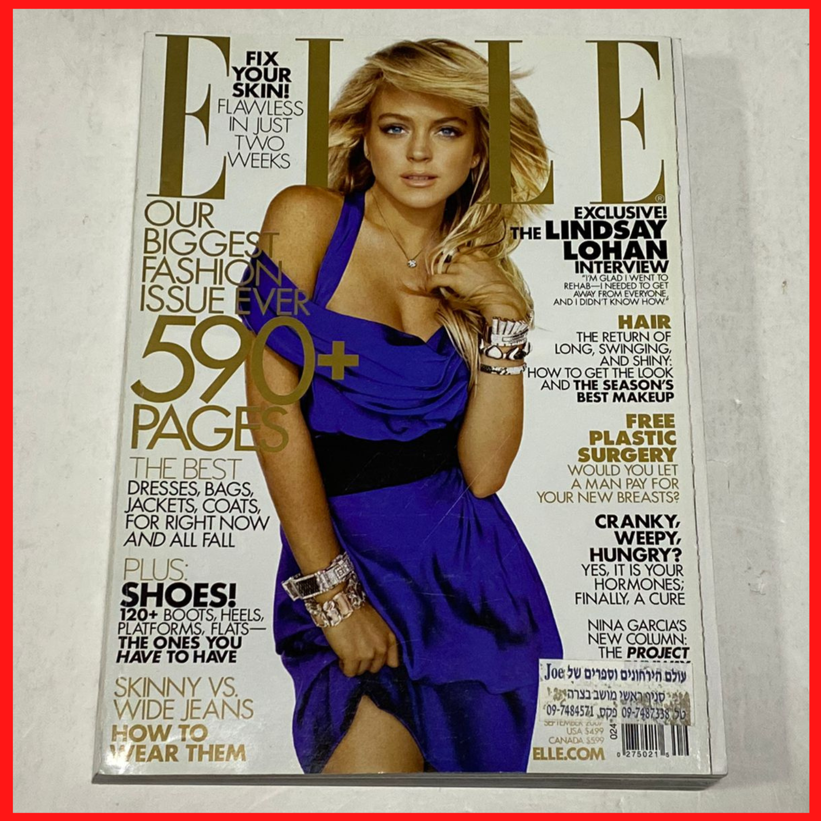 Vintage ELLE French Magazine September 2007,Lindsay Lohan