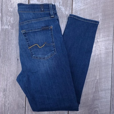 7 For All Mankind Josefina Jeans Women 25 Blue High Waist Slim Boyfriend Button