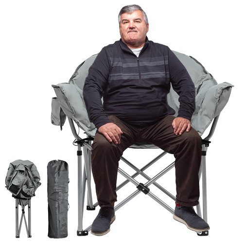 NAIZEA Oversized Camping Chair, Portable Folding Chairs Lounge with Side Pocket