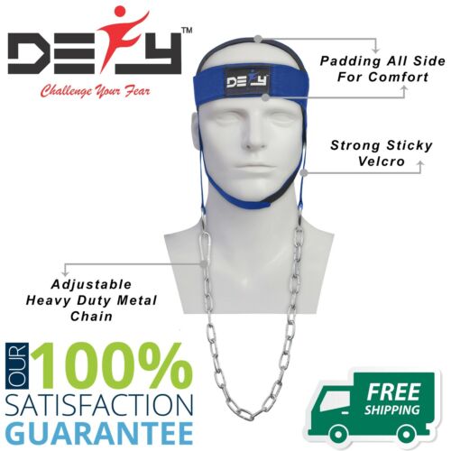 Defy Nylon Weight Lifting Head Harness Neck Strength Gym Exercise Padded Blue