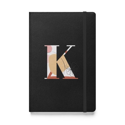Floral Abstract Letter K Capital Alphabet Hardcover bound notebook
