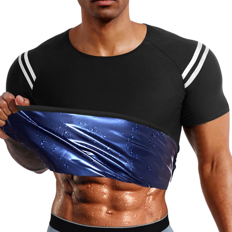Men Sauna T-Shirt Workout Sports Trainer Sauna Sweat Vest Sweat Suit Body Shaper