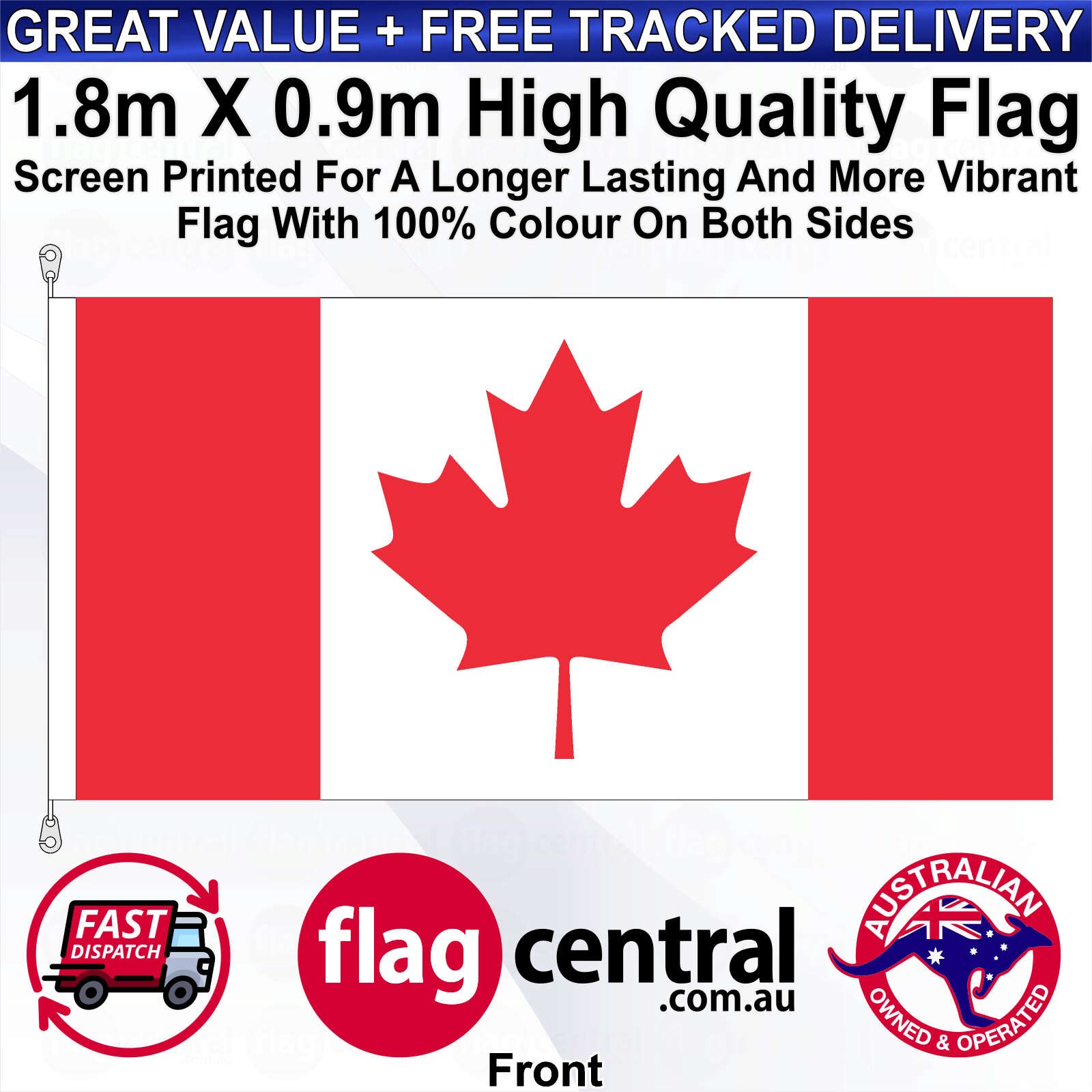 Canadian National Flag - Red and White 1.8m x 0.9m