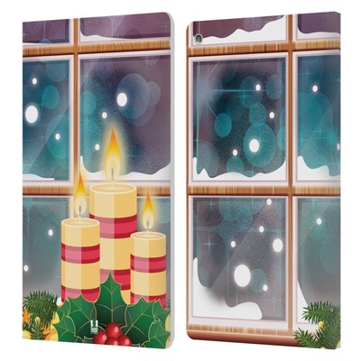 HEAD CASE DESIGNS HOLIDAY CANDLES LEATHER BOOK WALLET CASE COVER FOR AMAZON FIRE