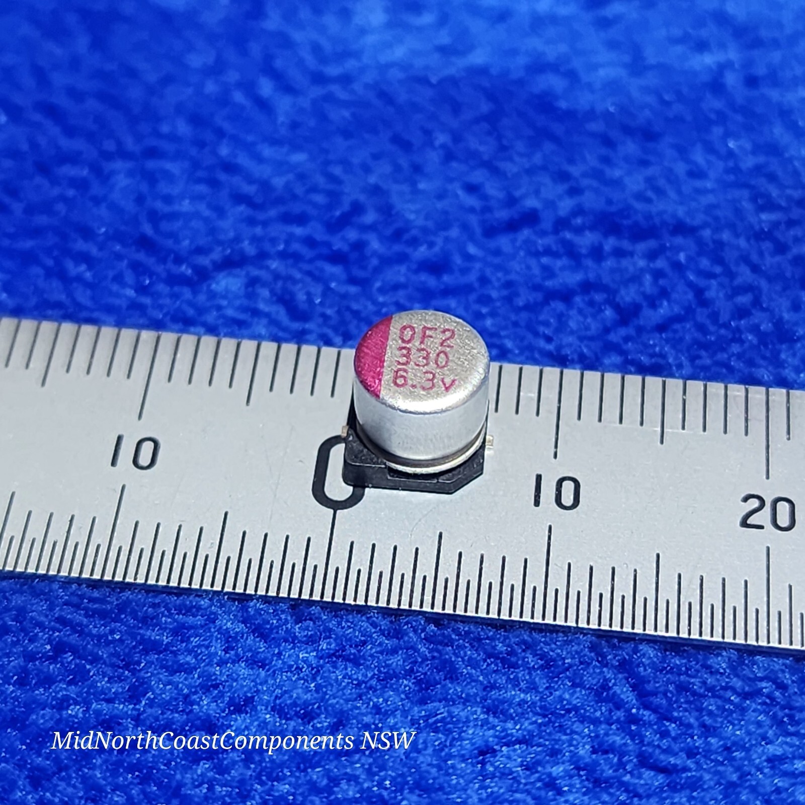 330uF 6.3V SMD/SMT Aluminum Solid Polymer Electrolytic Capacitor Size 6mm x 5mm