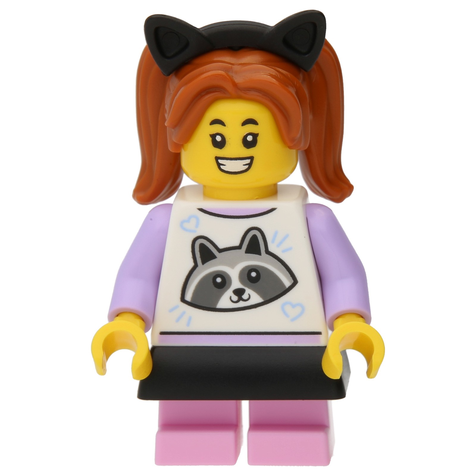 Child - Girl, White Top with Raccoon, Bright Pink (cty1643)