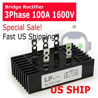 Amico SQL 100A Amp 1000V 3 Phase Diode Metal Case Bridge Rectifier TS