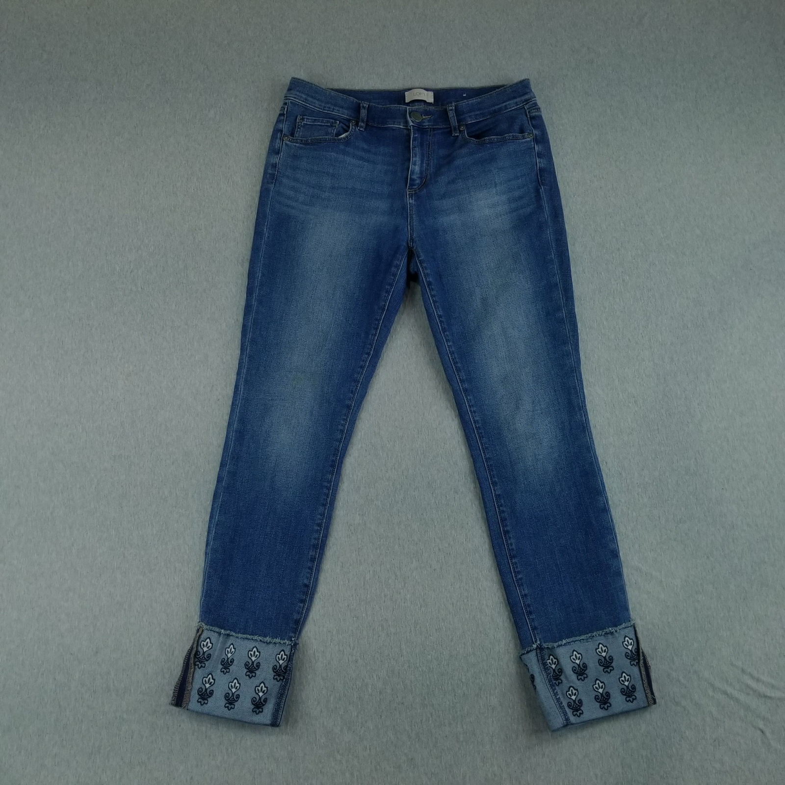 Loft Jean Capri's Women's Sz 6 Embroidered Modern Skinny Blue Med Wash Normcore