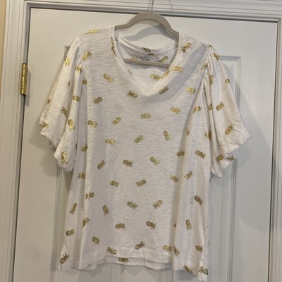 Chico s NWOT Pineapple Flutter Sleeve Elbow Tee 3/XL