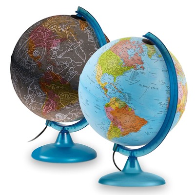 Earth & Sky 2-in-1 Globe, 10'' Illuminated Exploration World Globe with ON/OFF...