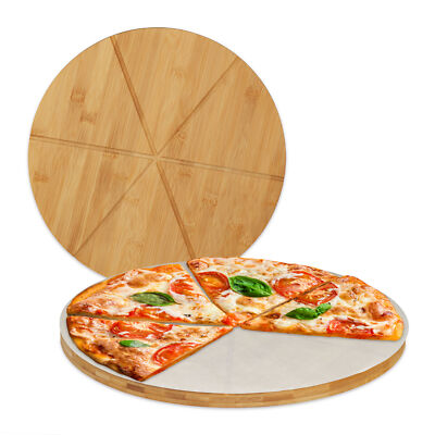 Pizzabrett Bambus 2er Set, Pizza Schneidebrett rund