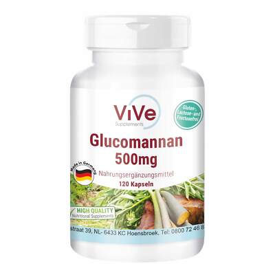 Glucomannan 500 mg - 120 Kapseln, Ballaststoff + Quellstoff | ViVe Supplements