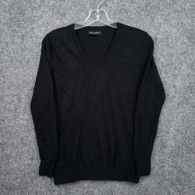 Banana Republic Womens Merino Wool V Neck Sweater Black XS Extra Small Pullover