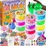 12 Cups DIY Slime Kit, Slime Making Kit for Girls, Crystal Clear, Glow in The Dark Slime with Add-ins, Foam Balls, Charms, Party Favors Gift Toys for Kids 3-12
