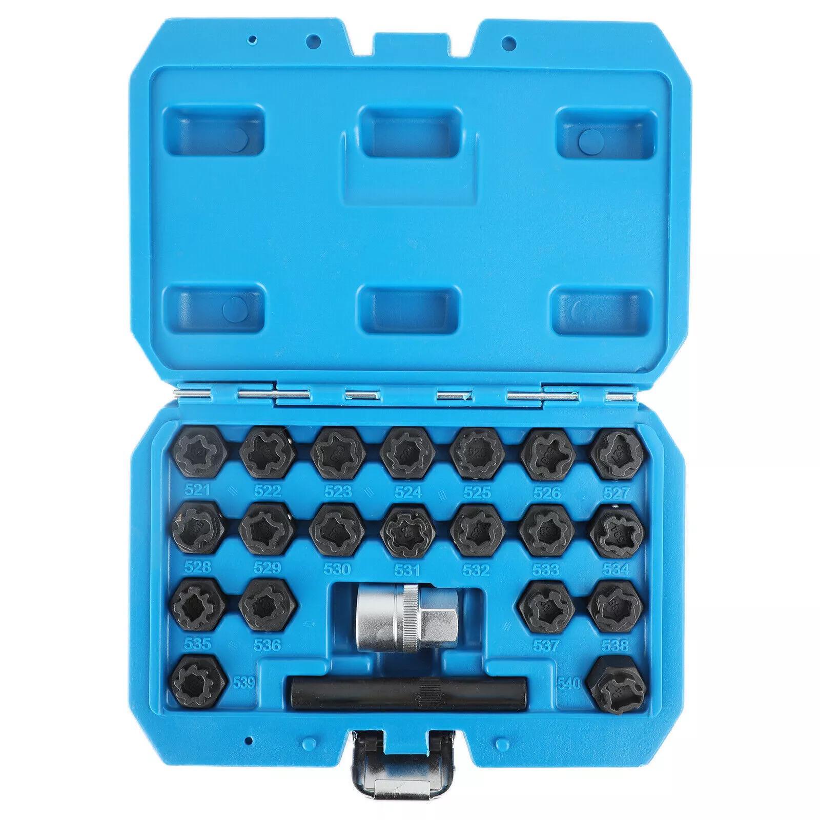 22pcs Wheel Lock Lug Nut Removal Key Socket Set Anti-Theft Screw Kit for vw