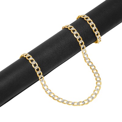 Pre-owned Nuragold 10k Yellow Gold Mens 5.5mm Diamond Cut White Pave Cuban Curb Chain Bracelet 8.5"
