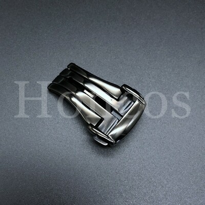 18MM DEPLOYMENT BUCKLE BAND FITS FOR OMEGA PLANET OCEAN STRAP BLACK