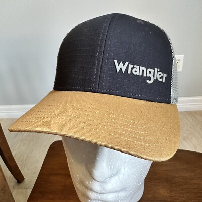 Wrangler Logo 3D Silicone Meshback Trucker Hat Adjustable Snapback Cap OSFM