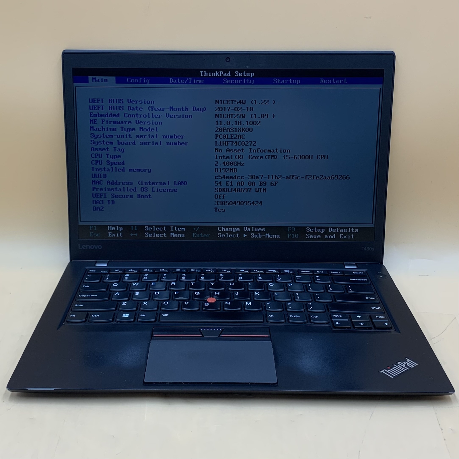 Lenovo ThinkPad T460s 20FA-S1XK00 i5-6300U 2.4GHz 8GB RAM NO SSD - Picture 1 of 8