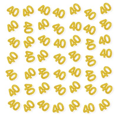 Set of 100 Number 40 Confetti Gold Glitter 40 Paper Scatter 40th Birthday Par...