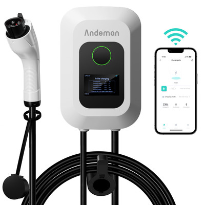 Andeman Level 2 50Amp 9X Faster EV Charger 12kW 25FT Cable bluetooth WiFi Enab