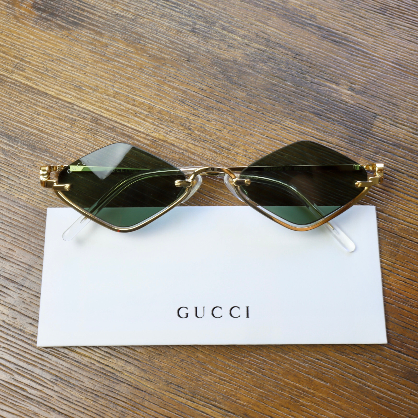 Gucci GG1604S 001 53mm Geometric Sunglasses in Gold/Green