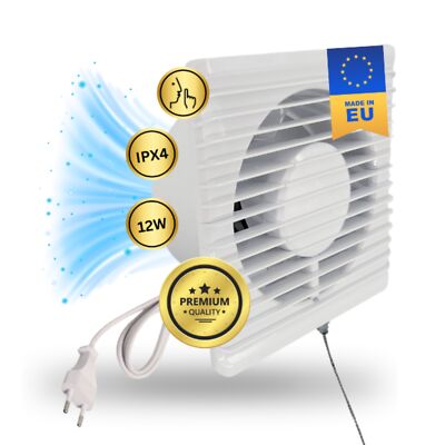 IPX4 Premium 100mm Abluft Zuluft Grow Lüfter Ventilator für Growbox Zelte Boxen