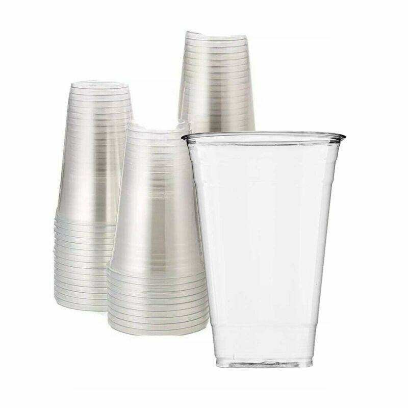 32oz Crystal Clear PET Plastic Cups, Disposable Cold Cups