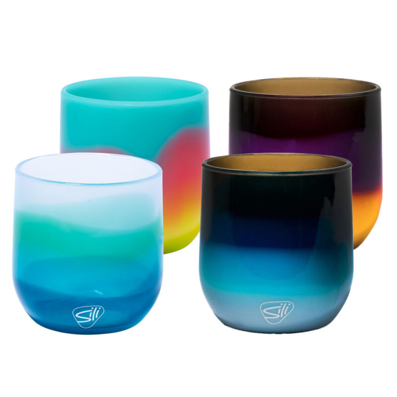 Silipint: Silicone 12oz Stemless Wine Glasses: 4 Pack - Sun Storm, Moon Beam,