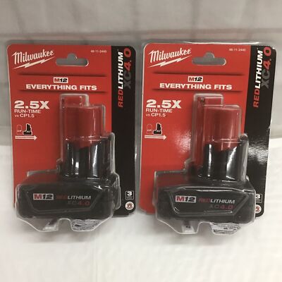 2 Packs Milwaukee Oem M12 Battery XC4.0 12V 4.0Ah 48-11-2440 Red Lithium