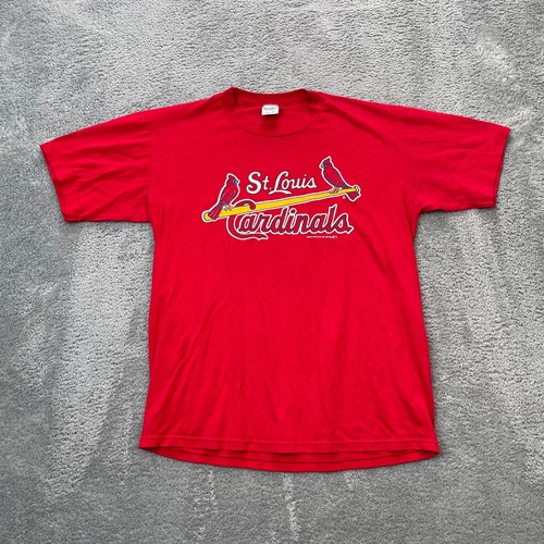 VTG St Louis Cardinals Red Shirt Mens Large Baseball Velva Sheen MLB Logo Single