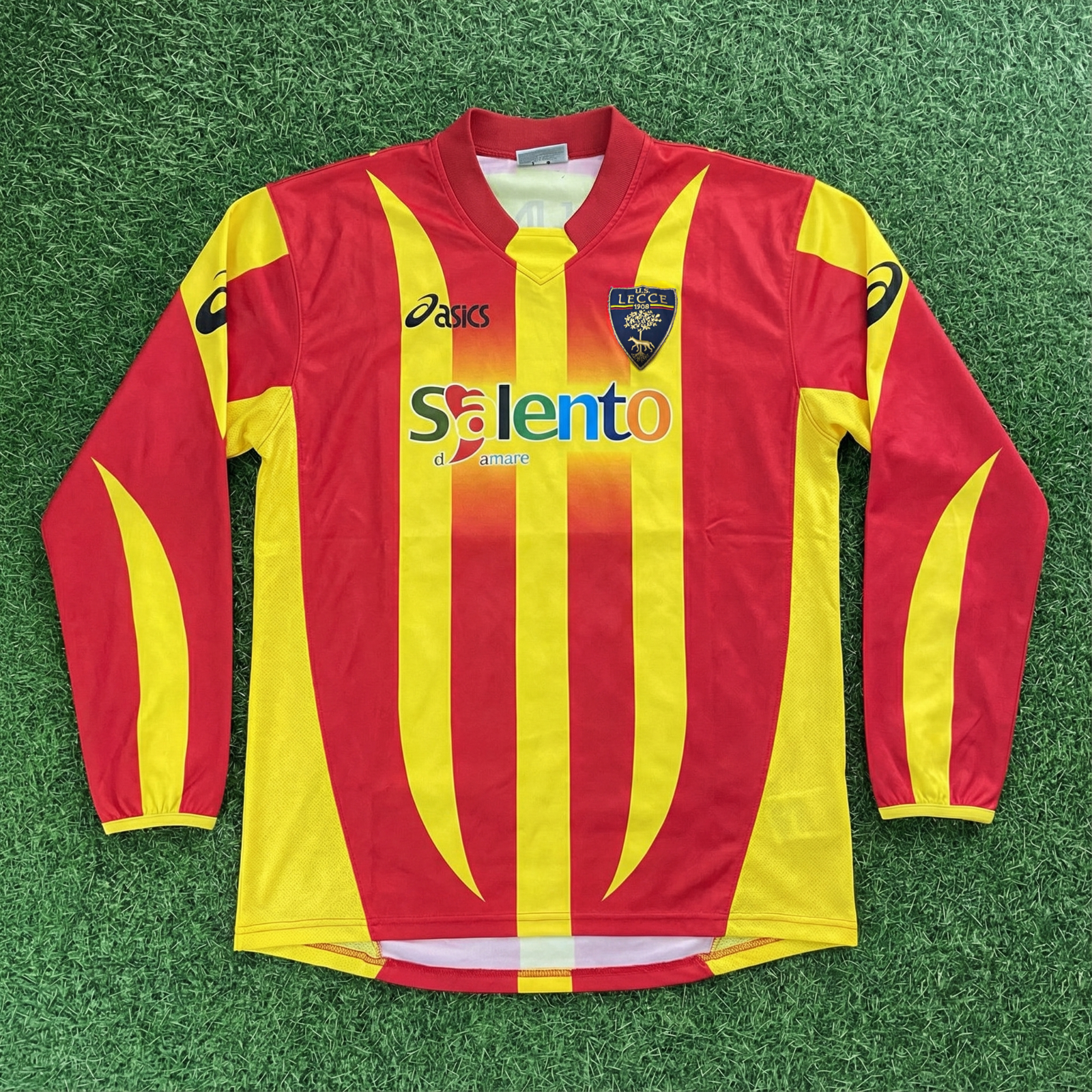 ウェア Asics Lecce L/S  05/06 #8 Dalla Bona US Lecce 2005 2006 Official Long Sleeve Jersey Shirt Kit - Dalla