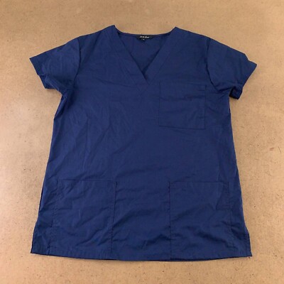 Just Love Womens Scrub Top Navy Blue V Neck Pockets Medical 