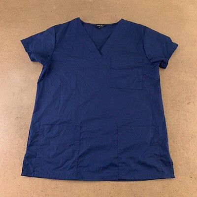 Just Love Womens Scrub Top Navy Blue V Neck Pockets Medical Uniform S New