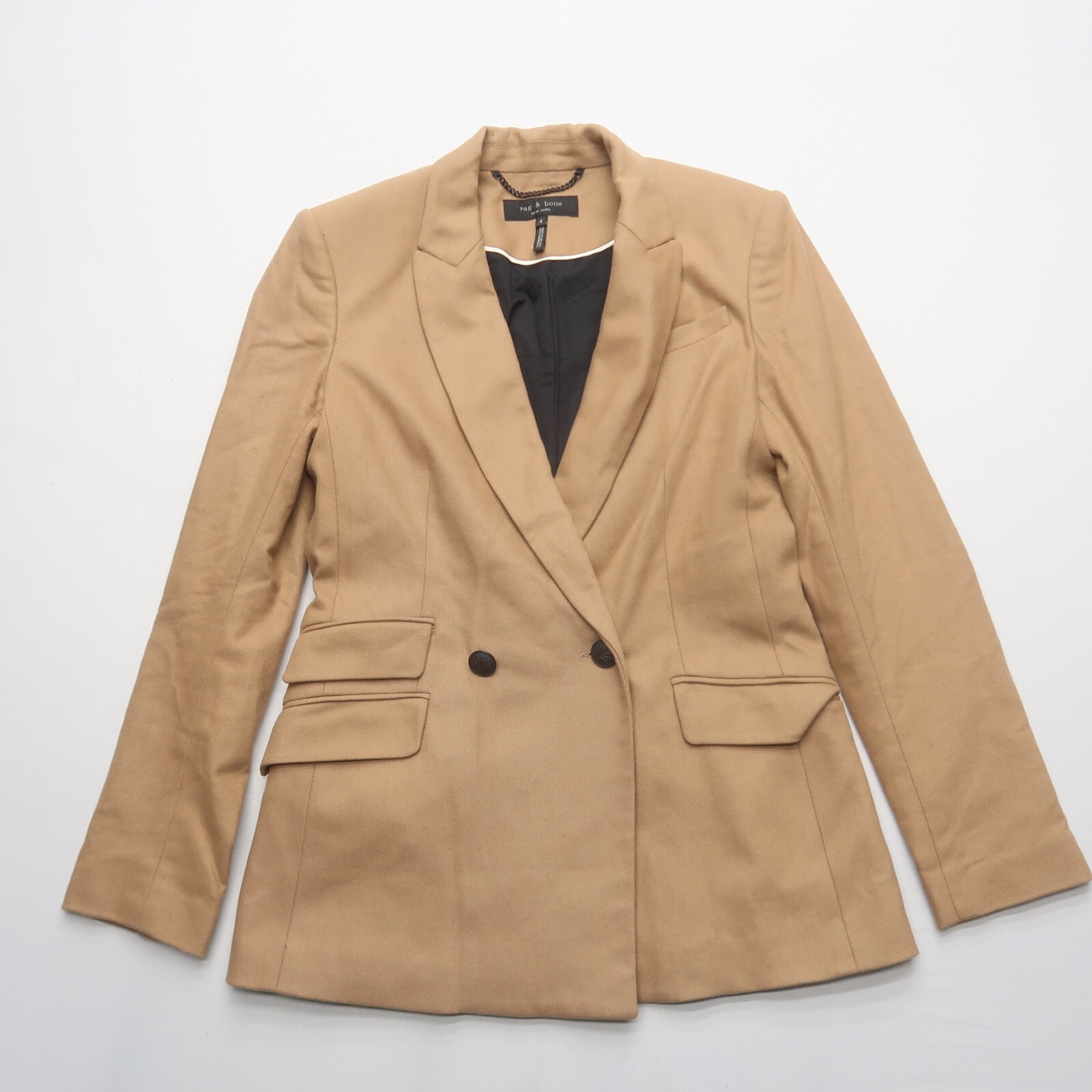 スーツ 80s Camel beige over size double set up Rag & Bone Duke Wool Blend Blazer Size 4 Beige Tan Double