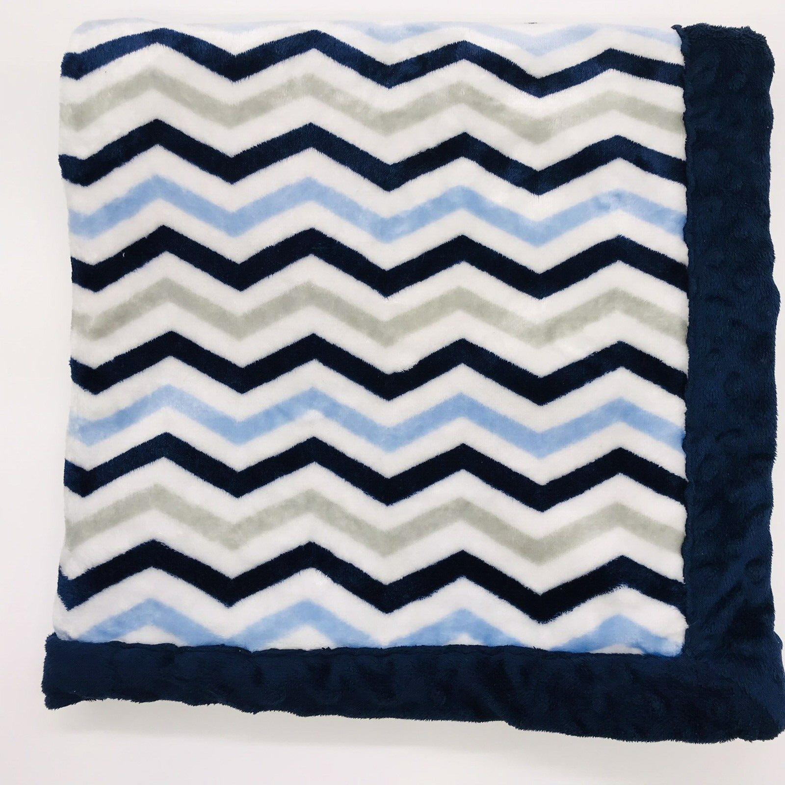 Minky Blue Gray Zig Zag