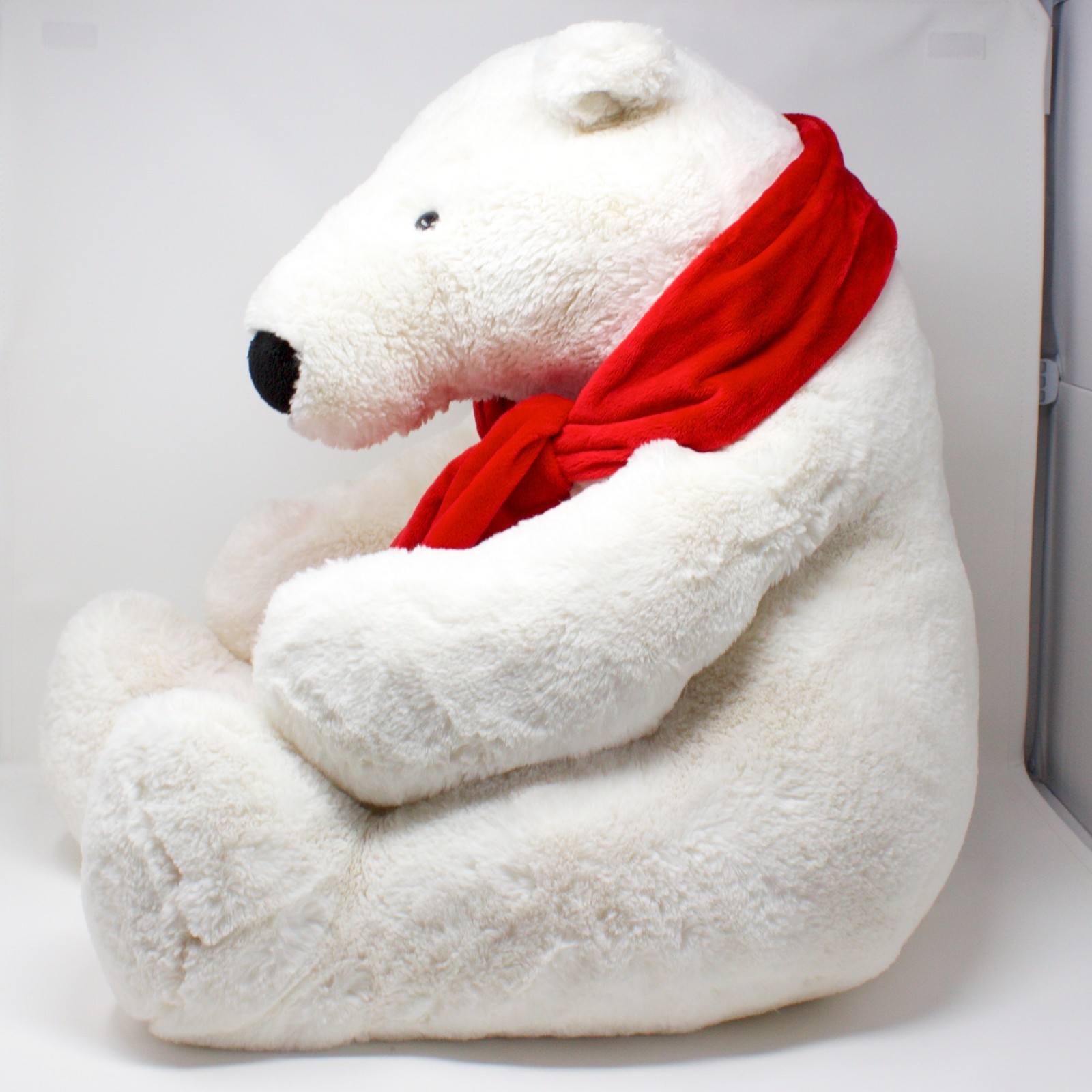 Coca Cola Polar Bear Large Plush Stuffed Animal White Red Scarf Embroidered Logo