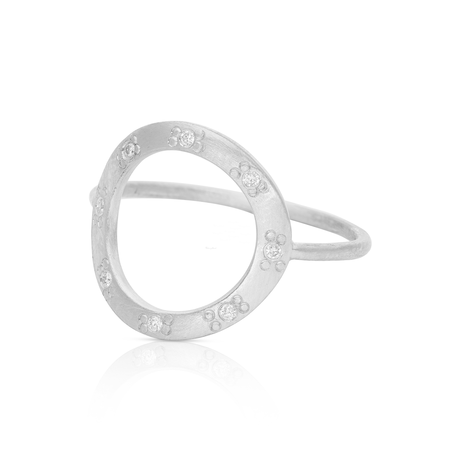 950 Platinum Natural Diamond Open Circle Design Minimal Ring-Women’s Day Jewelry