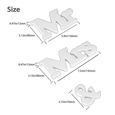 Mr and Mrs Wedding Wooden Sign Wood Letters Decor Table Top Standing Party Props