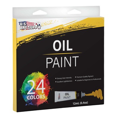 Professional 24 Color Art Oil Paint Set, Lg 12ml Tubes, Artist Student Paintings