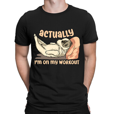 Actually Im on My Workout Funny Gym Exercise Mens Womens T-Shirts Tee Top #BAL