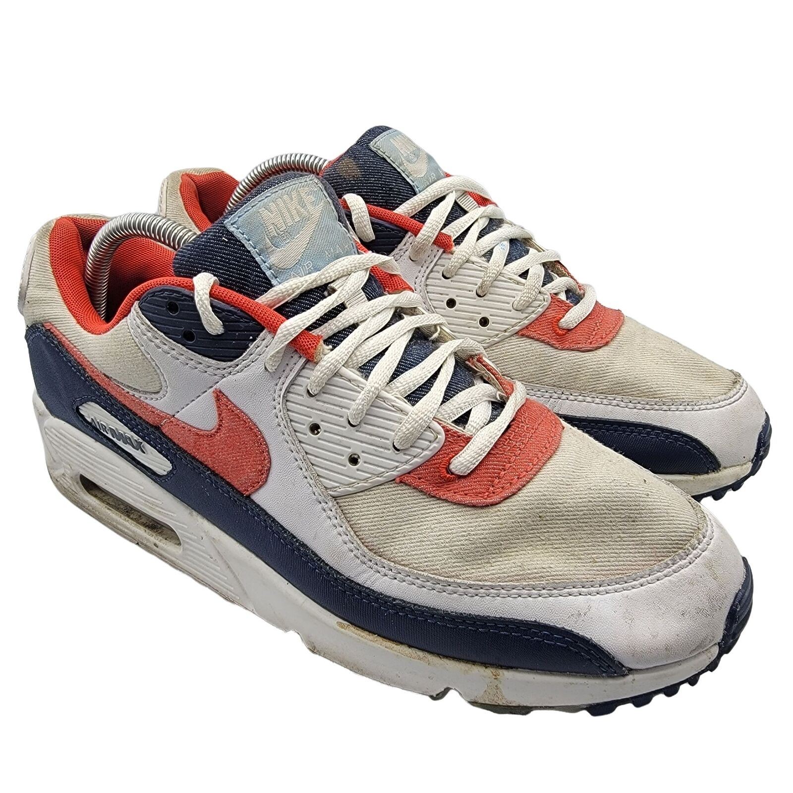 Nike Air Max 90 Denim White Red Blue DJ5170-100 Mens Size Nike Air Max 90 Denim White Red Blue DJ5170-100 Mens Size