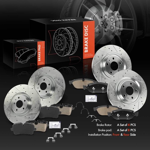 12x Front&Rear Drilled Rotors & Ceramic Brake Pad for Audi A6 Quattro A7 Quattro