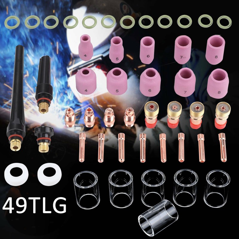 WIG TIG Verschleißteile Set 49-tlg Schweißzubehör Gasdüsen für WP-17//18//26 NEU
